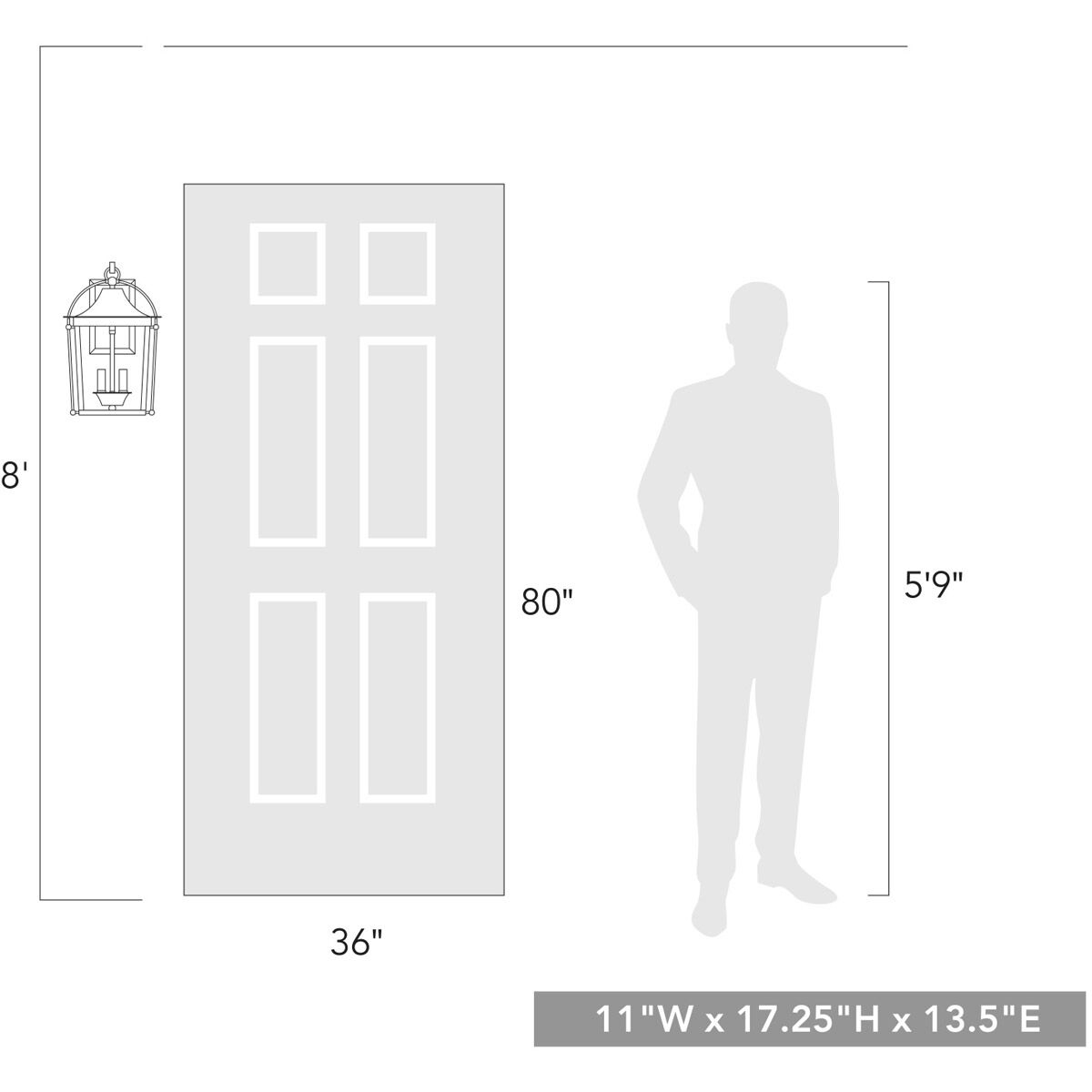 Brigham 3 Light 11 inch Natural Black Outdoor Wall Light, Large